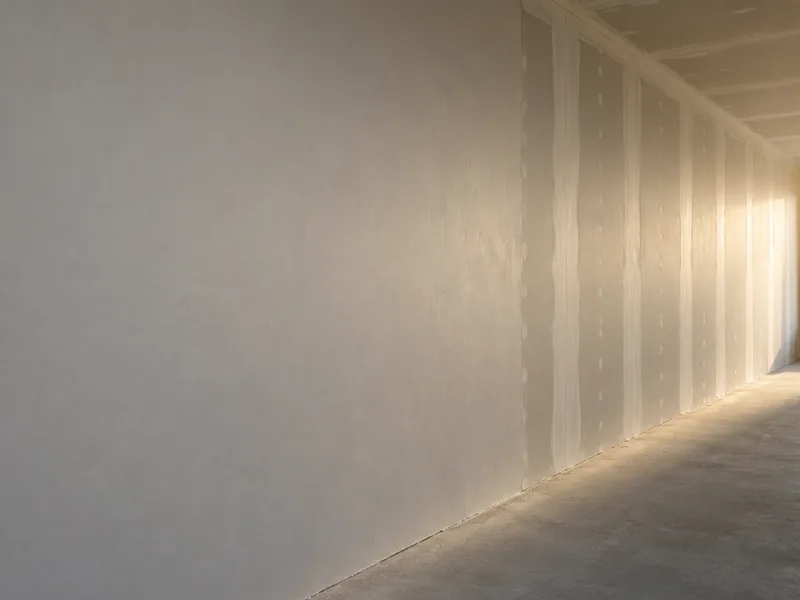 A wall under raking light with a skim-coated area beside a joint-only finish, the two levels a quote prices apart